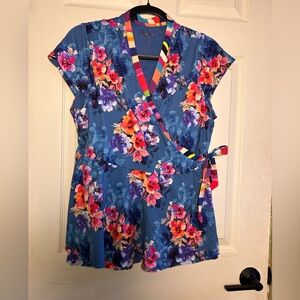 Johnny Was Blue Floral 2 Piece Swimsuit